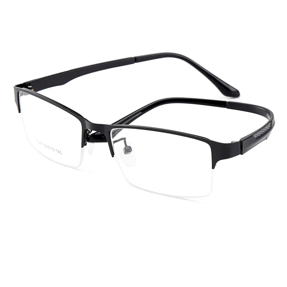 Gmei Men's Eyeglasses Semi Rim Titanium Alloy Square Y7047