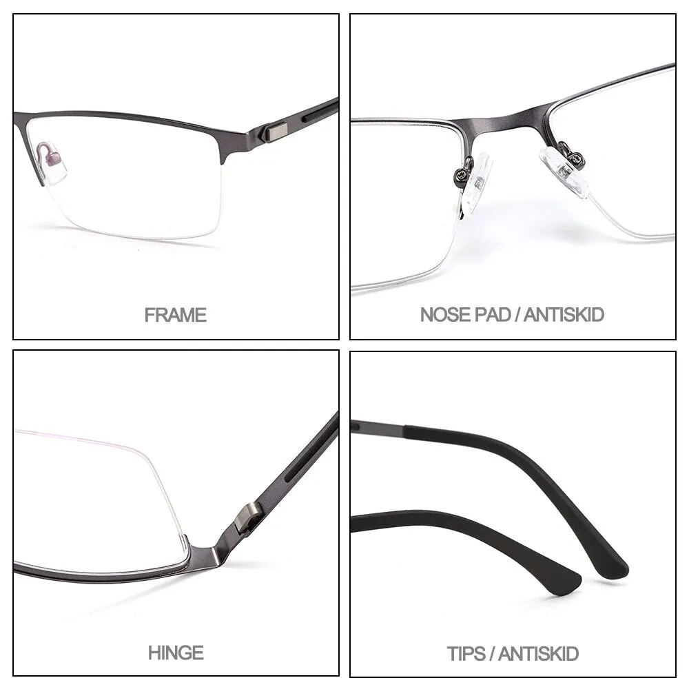 Gmei Men's Semi Rim Square Titanium Alloy Eyeglasses S41001