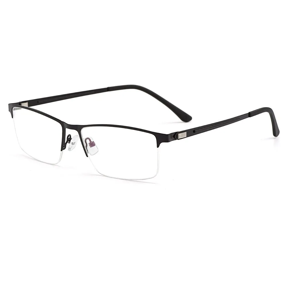 Gmei Men's Semi Rim Square Titanium Alloy Eyeglasses S41001