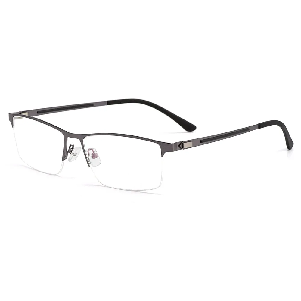 Gmei Men's Semi Rim Square Titanium Alloy Eyeglasses S41001