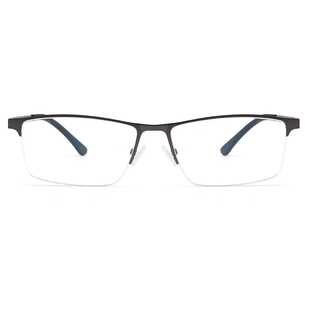 Gmei Men's Semi Rim Square Titanium Alloy Eyeglasses S41001