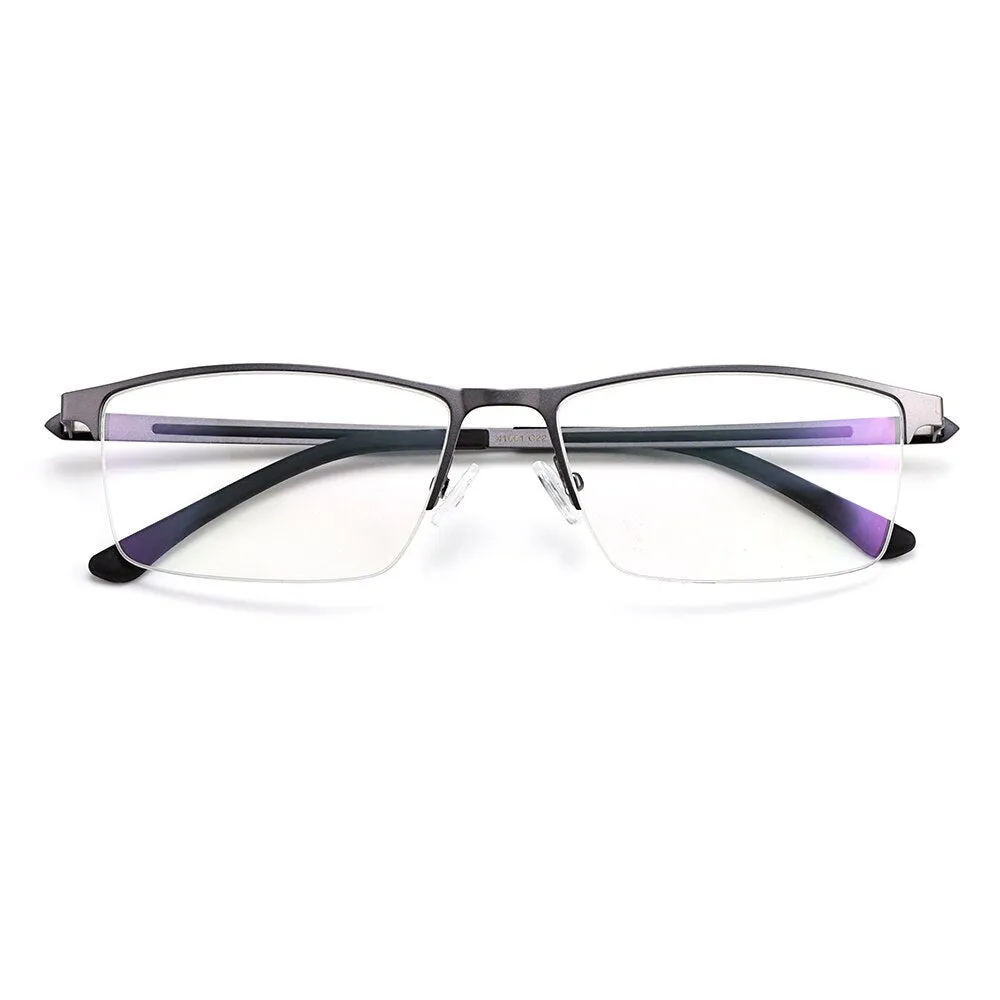 Gmei Men's Semi Rim Square Titanium Alloy Eyeglasses S41001