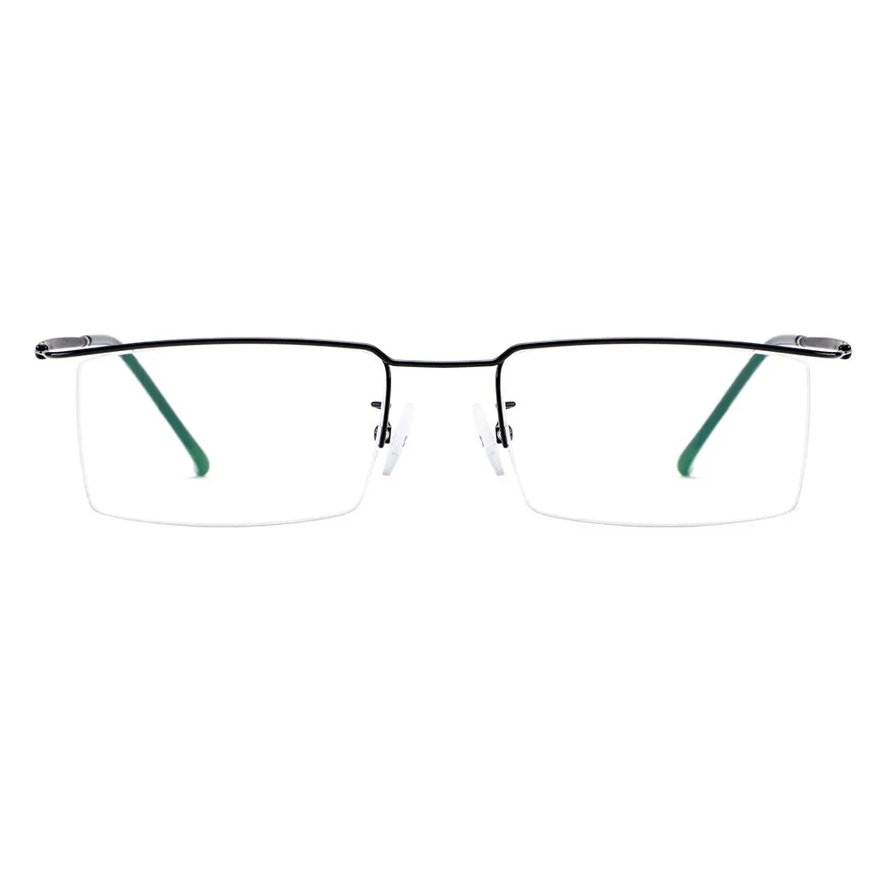 Gmei Men's Semi Rim Square Titanium Alloy Eyeglasses Y2533