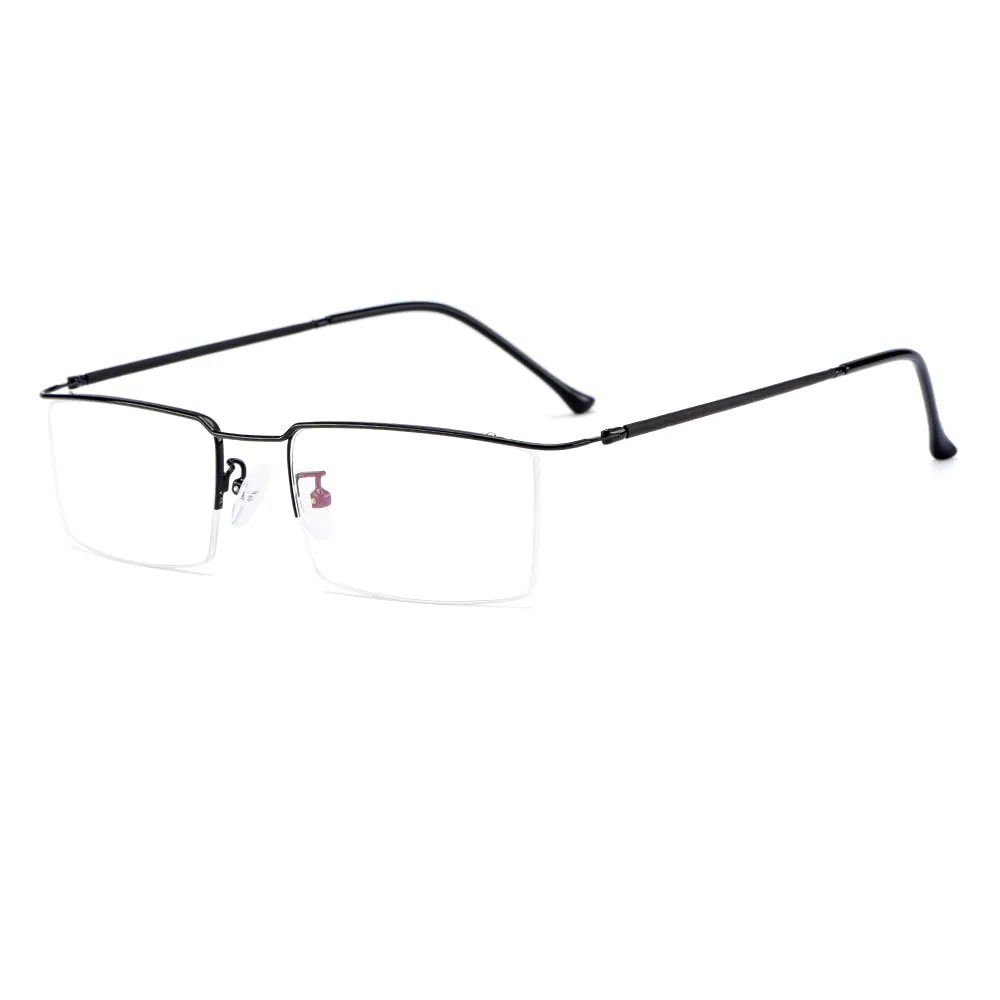 Gmei Men's Semi Rim Square Titanium Alloy Eyeglasses Y2533