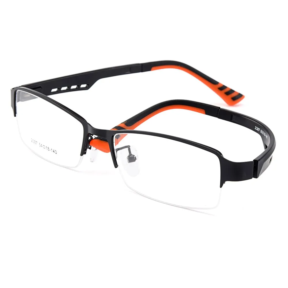 Gmei Men's Semi Rim Square Tr 90 Titanium Alloy Eyeglasses Y2387