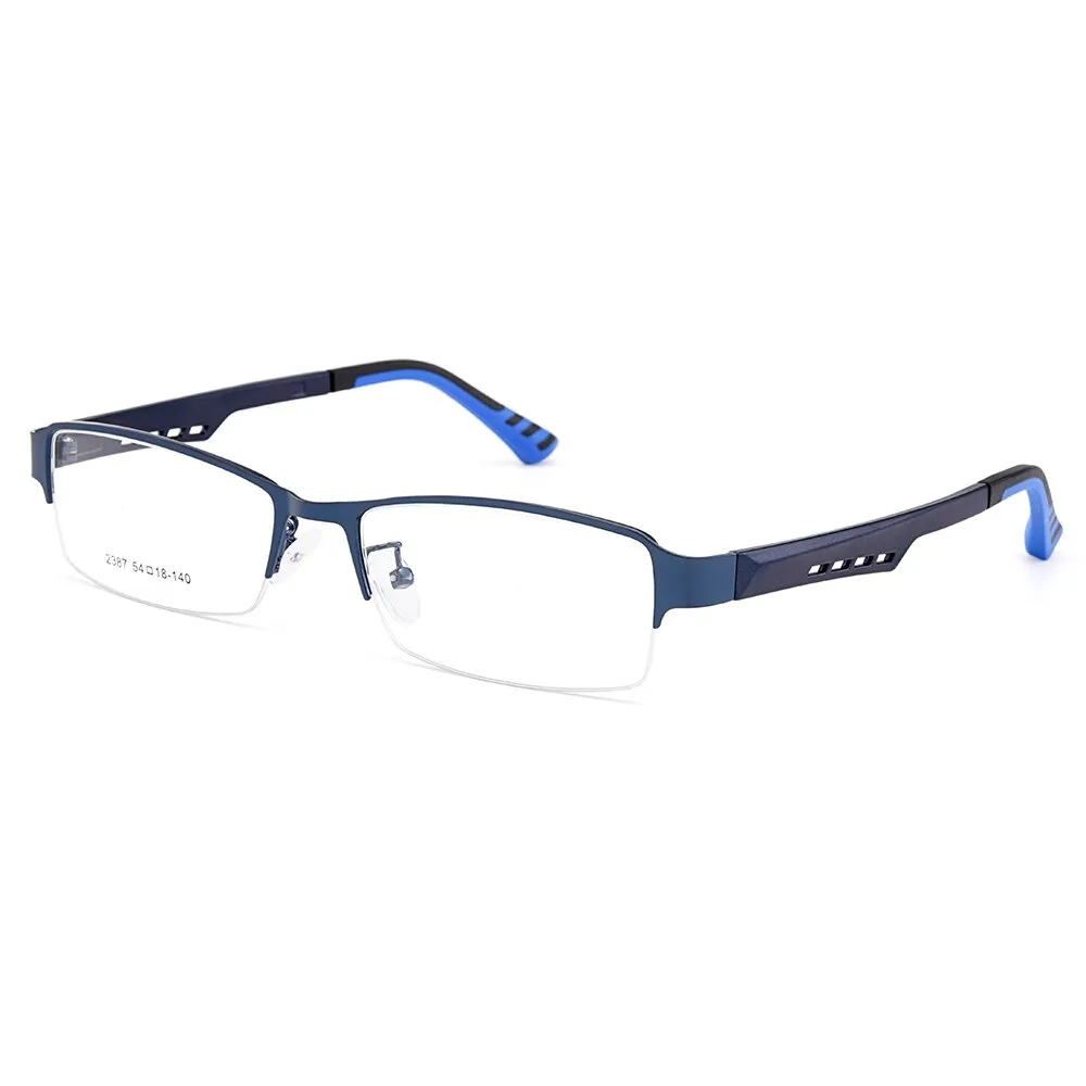 Gmei Men's Semi Rim Square Tr 90 Titanium Alloy Eyeglasses Y2387