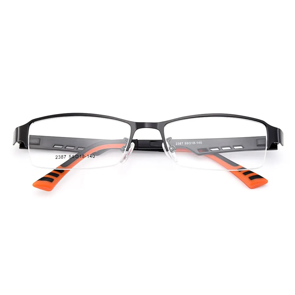 Gmei Men's Semi Rim Square Tr 90 Titanium Alloy Eyeglasses Y2387