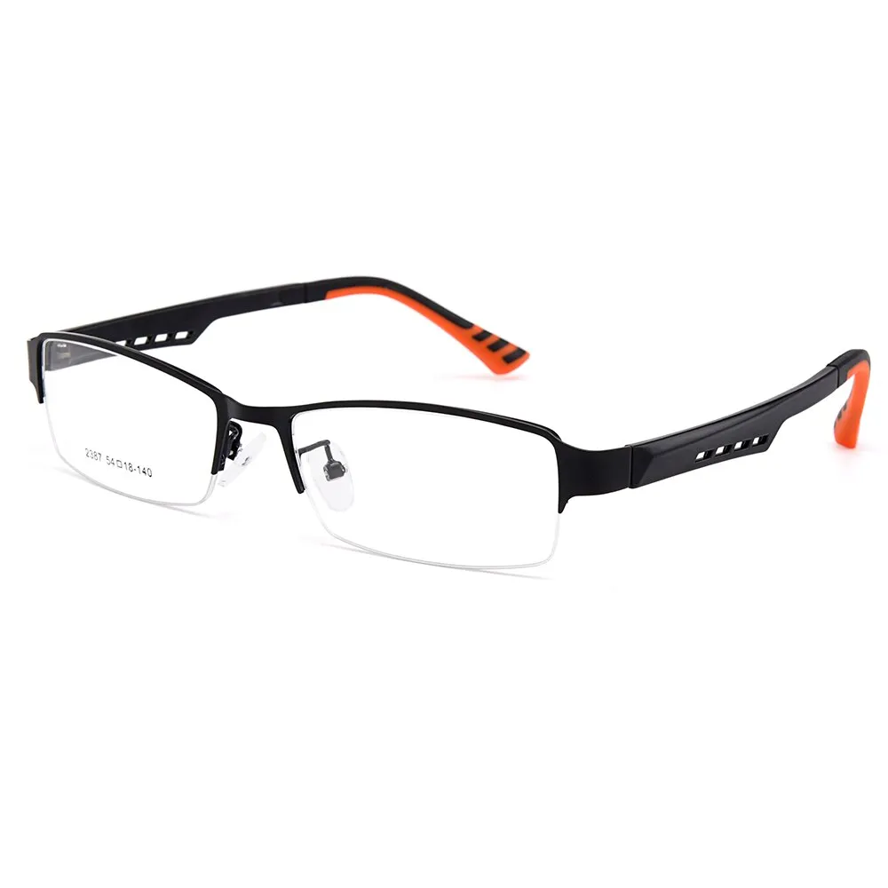Gmei Men's Semi Rim Square Tr 90 Titanium Alloy Eyeglasses Y2387
