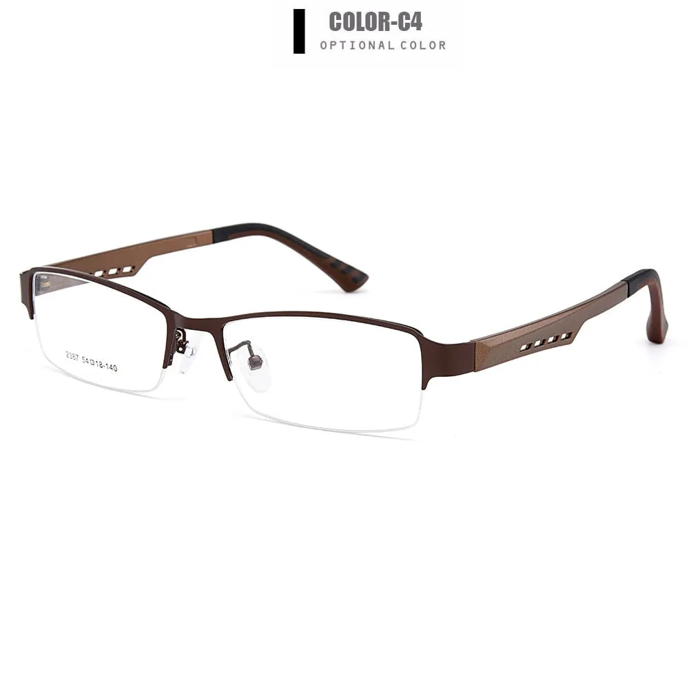 Gmei Men's Semi Rim Square Tr 90 Titanium Alloy Eyeglasses Y2387