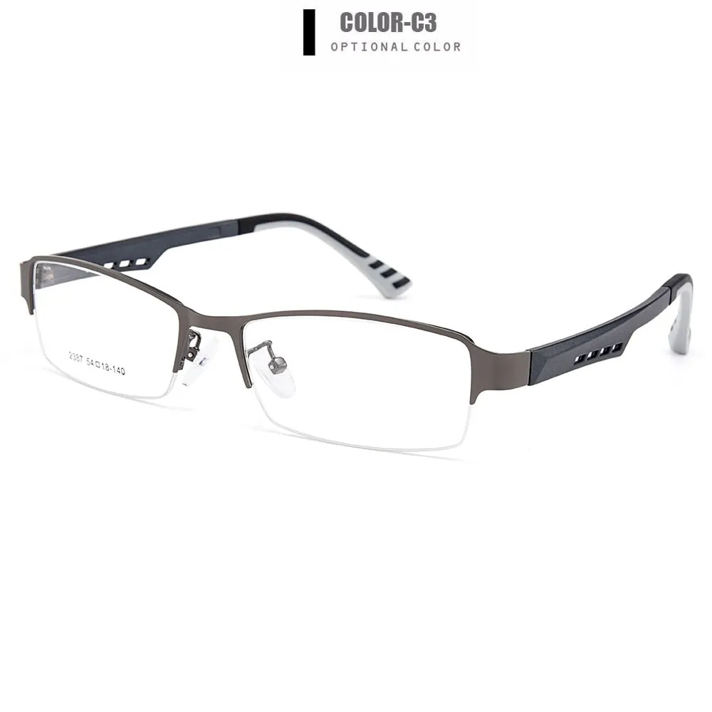 Gmei Men's Semi Rim Square Tr 90 Titanium Alloy Eyeglasses Y2387