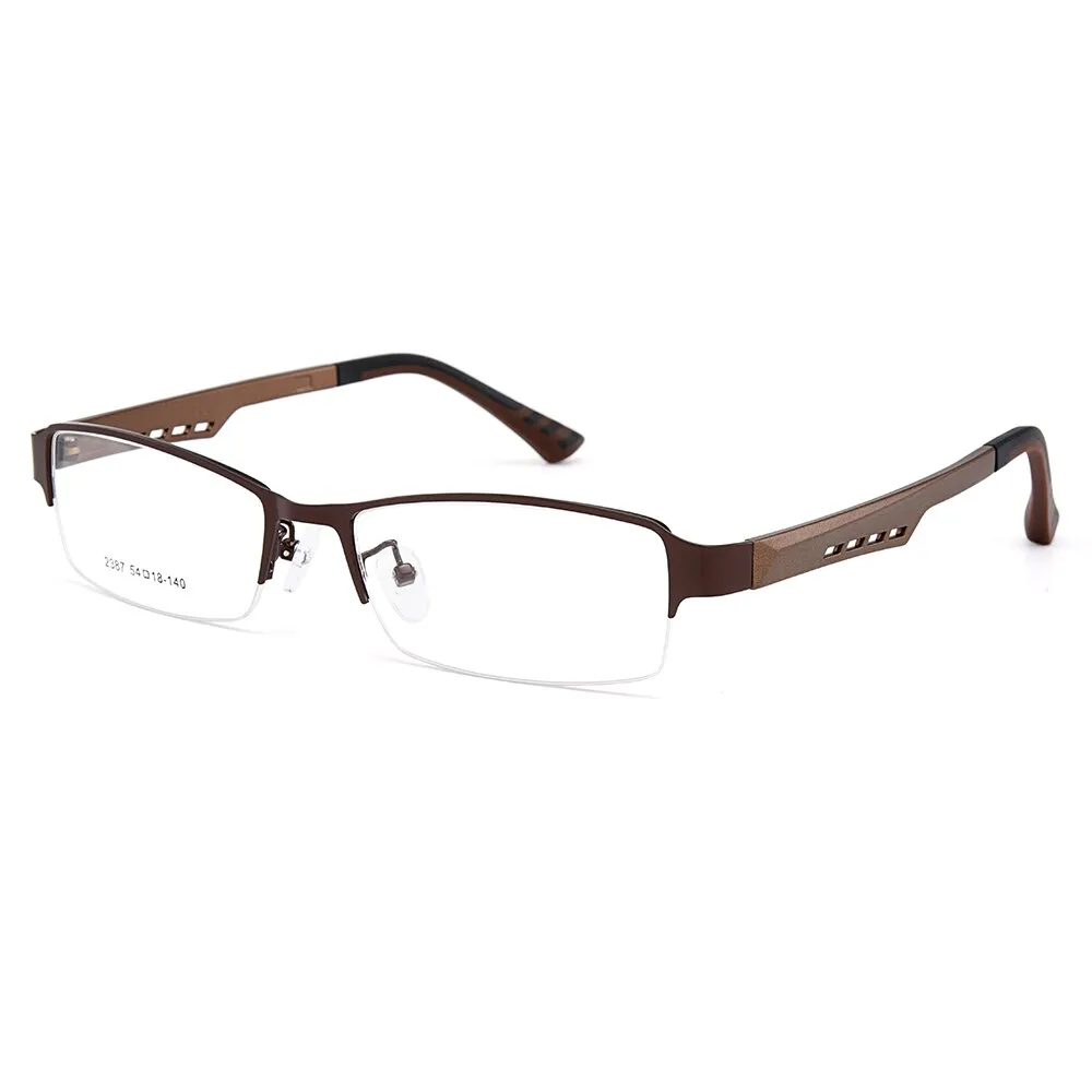 Gmei Men's Semi Rim Square Tr 90 Titanium Alloy Eyeglasses Y2387