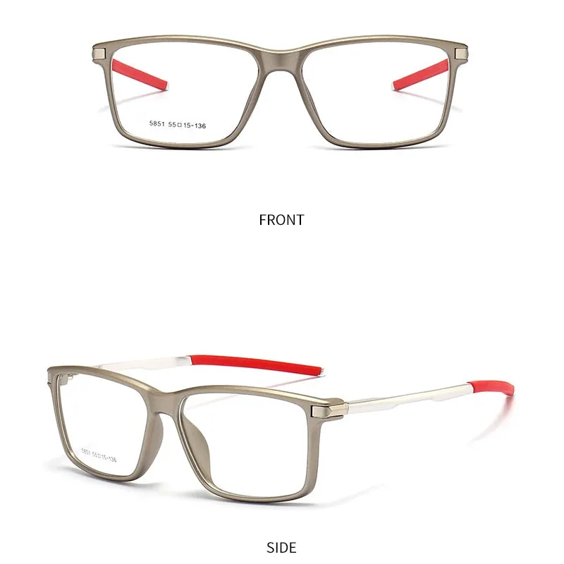 Gmei Men's TR 90 Square Aluminum Magnesium Sport Frame Eyeglasses 5851