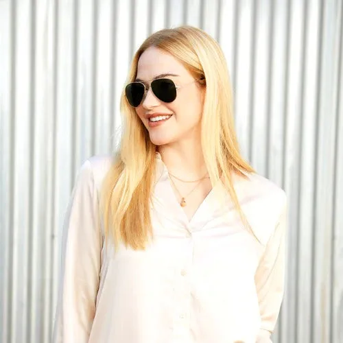 Gold Aviators w/ Green Gradiant Polarized Lenses Sunglasses