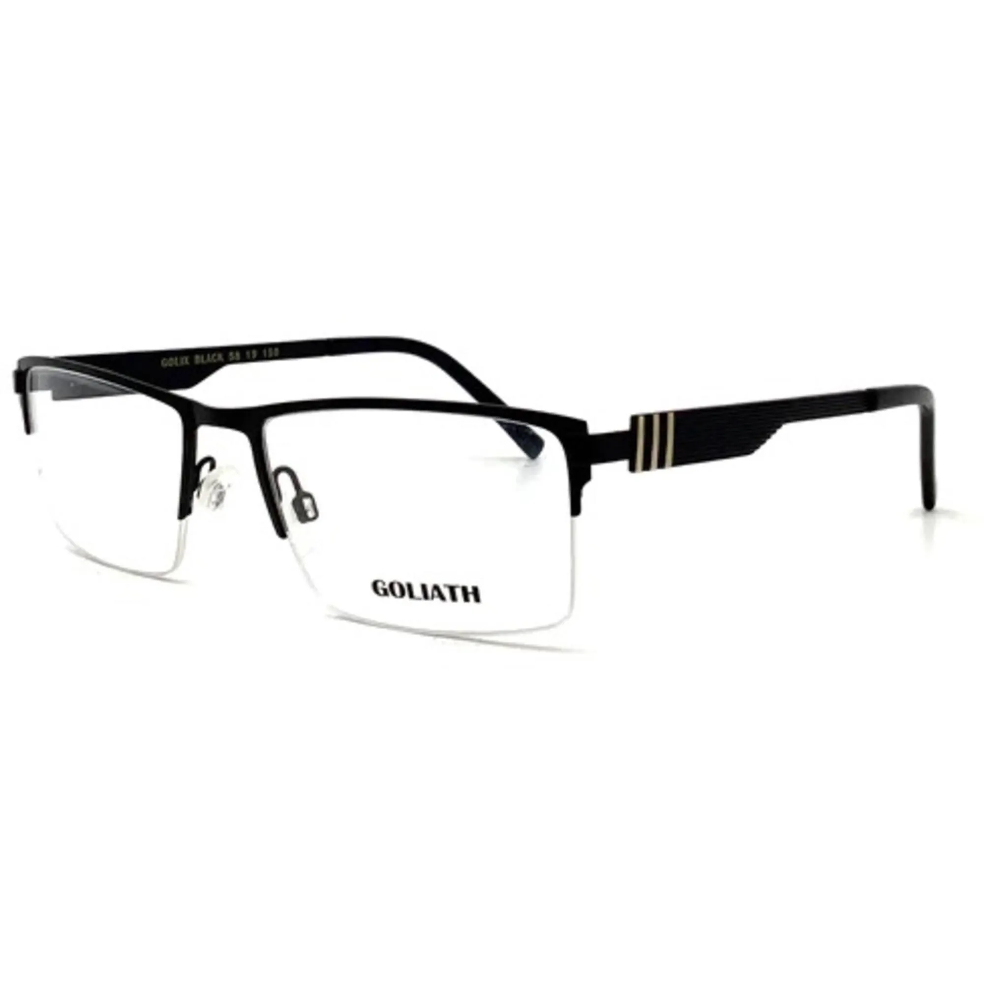 Goliath Men's Eyeglasses - Adjustable Nose Pads Demo Lens Square Frame | IX Black