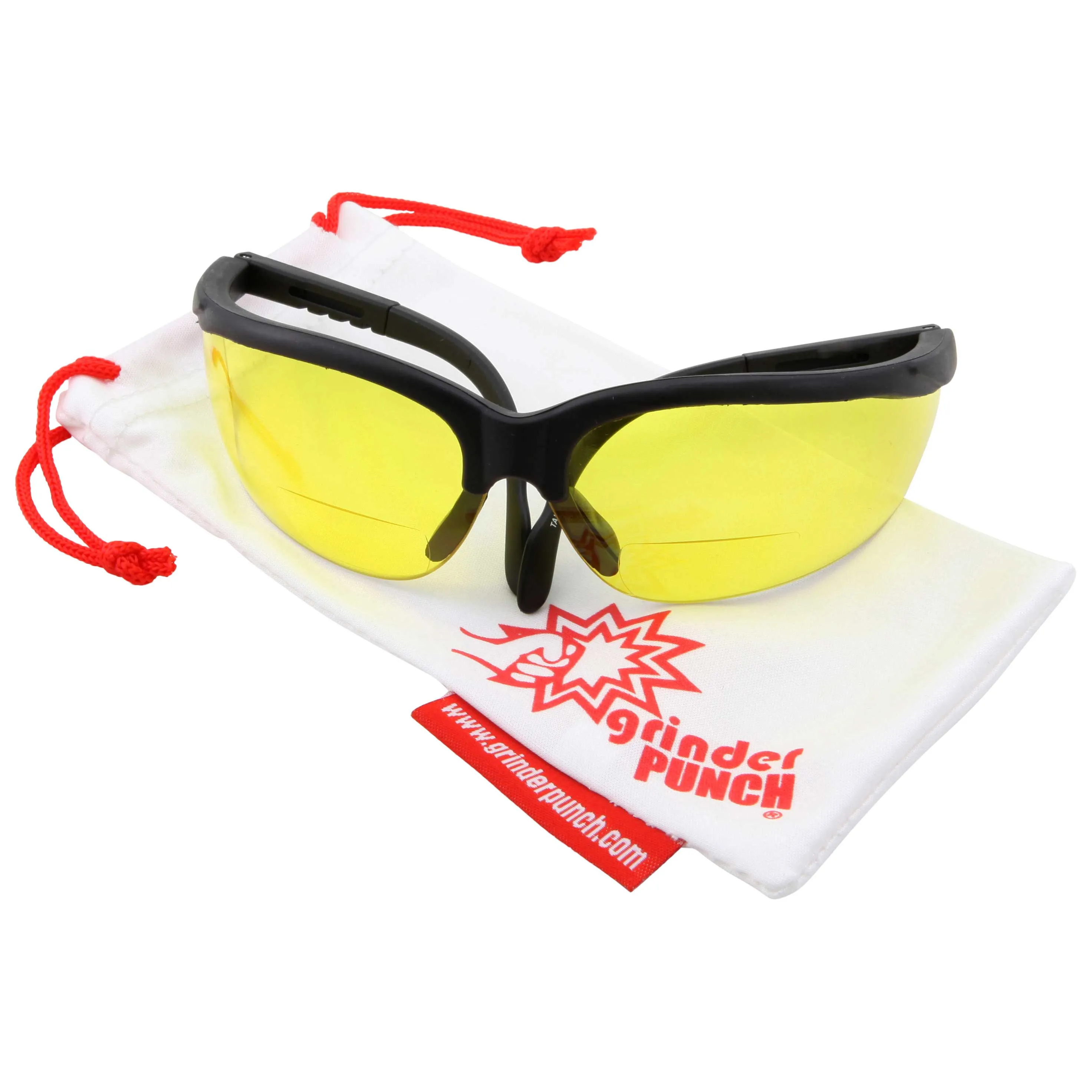 grinderPUNCH Bifocal Safety Reading Glasses Yellow Driving Night Vision Glasses Lens ANSI 100% Polycarbonate Lenses with UV400 Protection