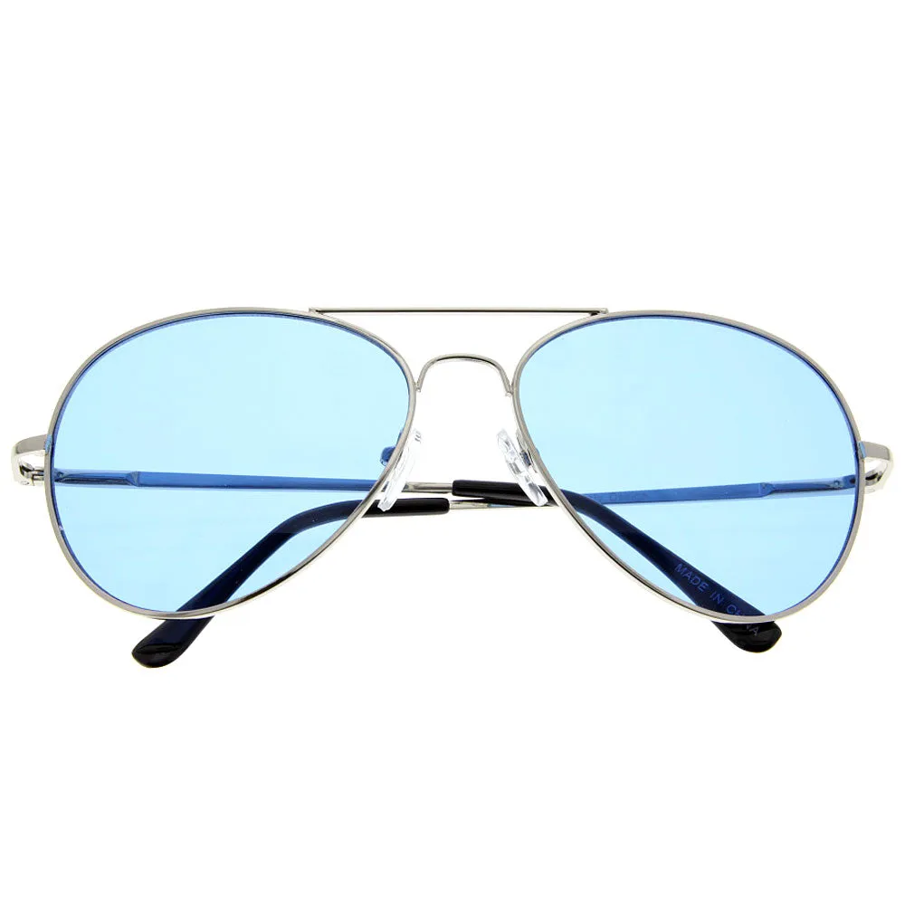 grinderPUNCH Premium Color Lens Aviator Glasses Fashion Sunglasses Chrome Frame