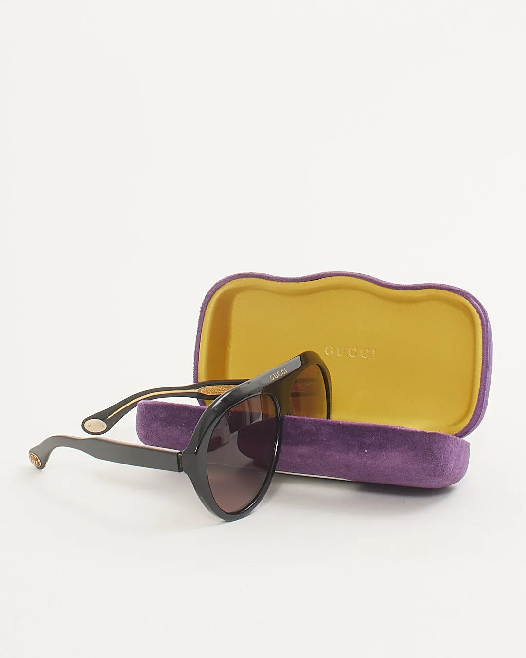 Gucci Black Logo GG 04796 Aviator Sunglasses