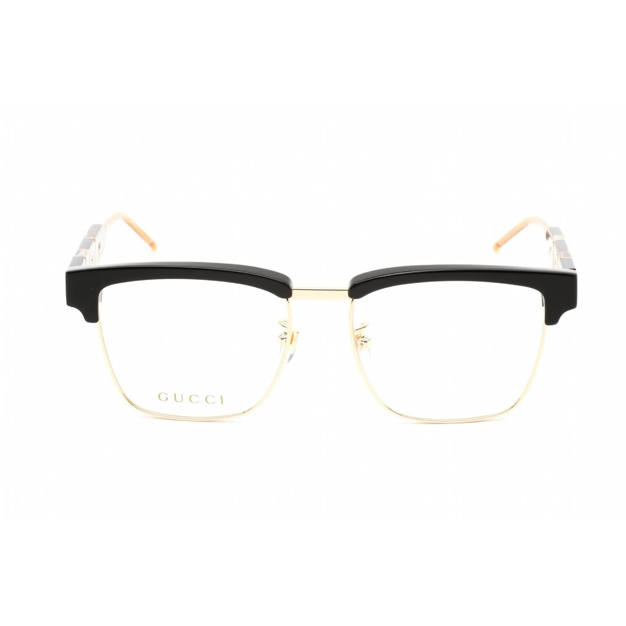 Gucci Men's Eyeglasses - Black Gold Acetate/Metal Full Rim Pilot Frame | GG0605O 001