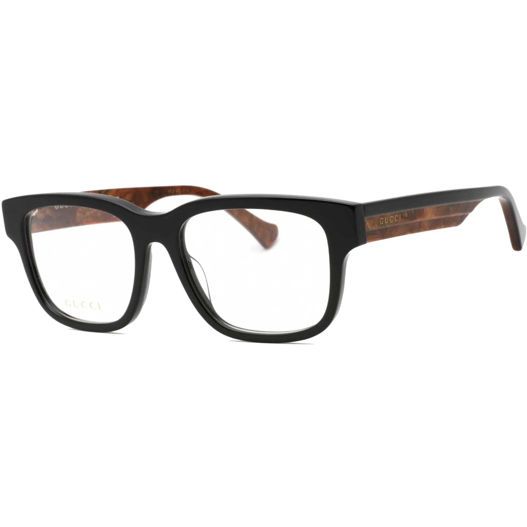 Gucci Men's Eyeglasses - Black/Brown Square Full Rim Plastic Frame | GG1303O 004