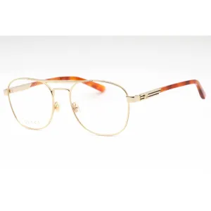 Gucci Men's Eyeglasses - Gold/Havana Aviator Full Rim Frame Clear Lens | GG1290O 002