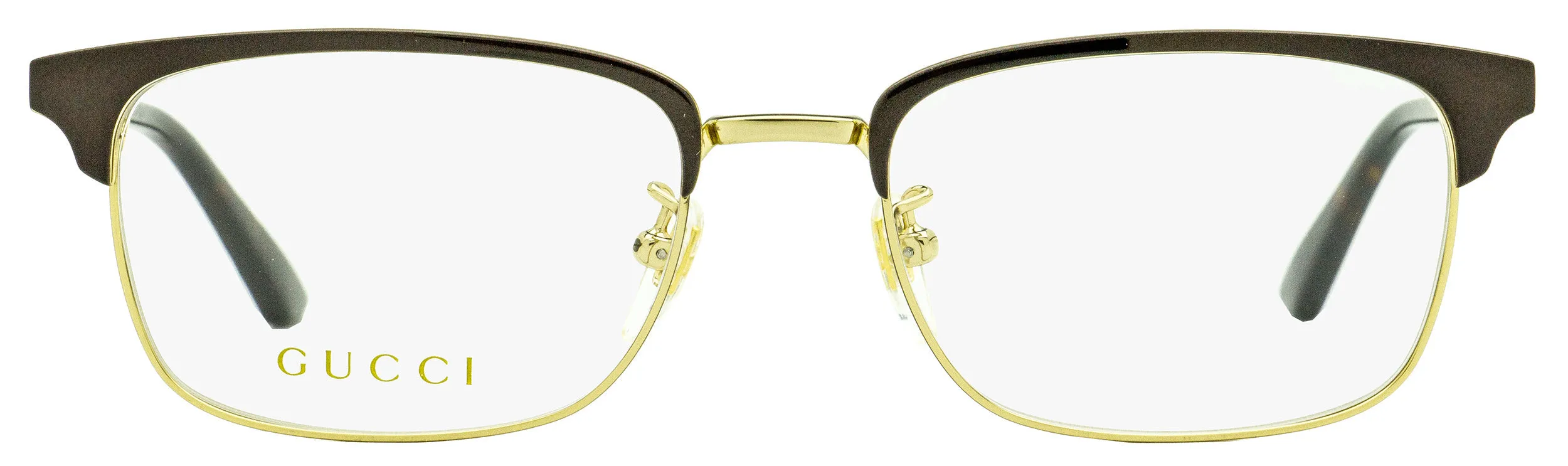 Gucci Men's Rectangular Eyeglasses GG0131O 002 Gold/Brown/Havana 53mm