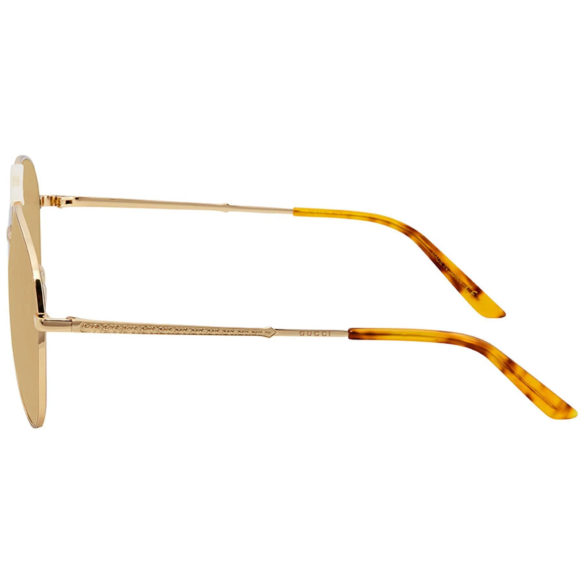 Gucci Men's Sunglasses - Gold Pilot Metal Frame Beige Brown Lens | GG0242S-30002405004