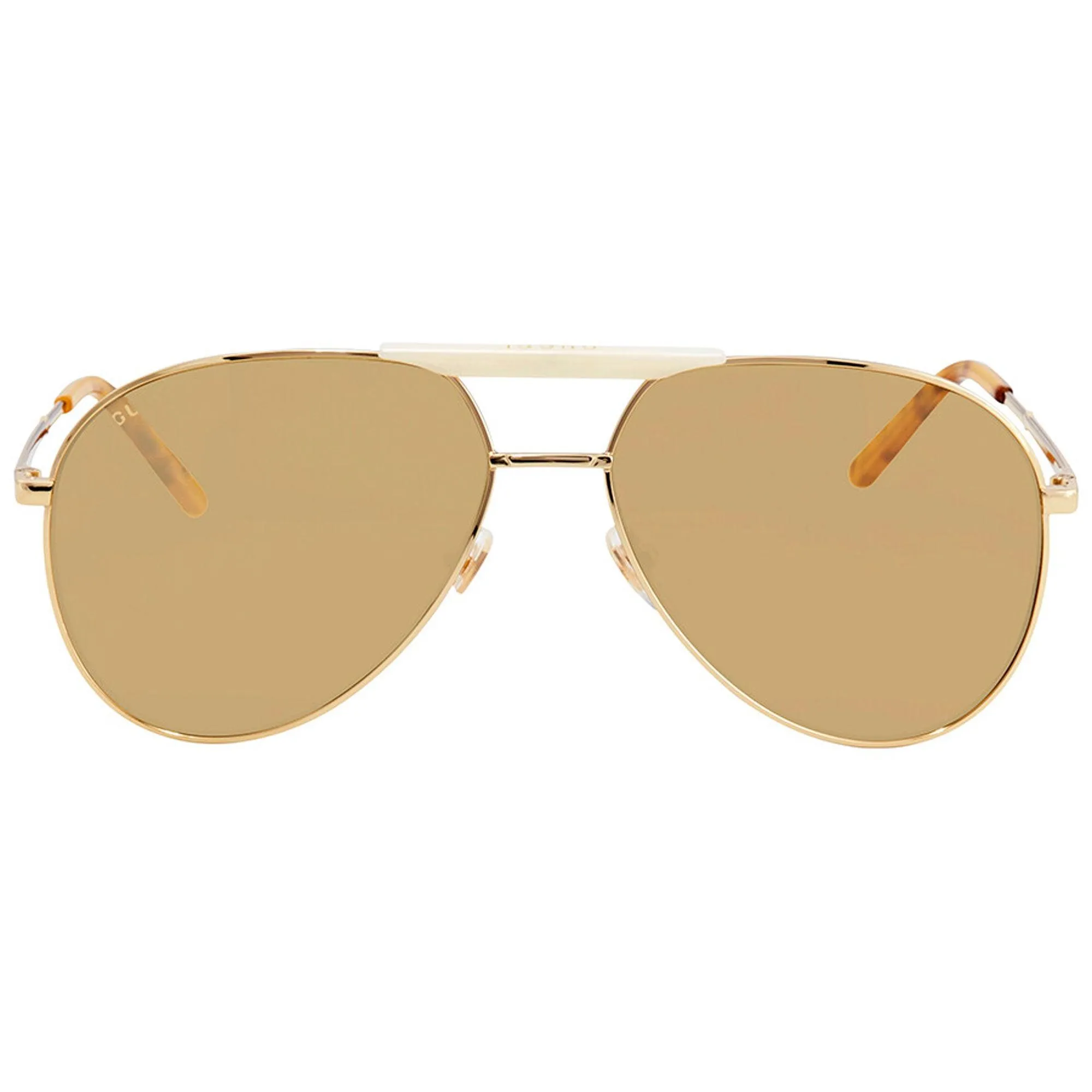 Gucci Men's Sunglasses - Gold Pilot Metal Frame Beige Brown Lens | GG0242S-30002405004