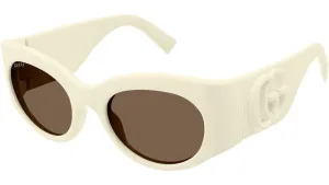Gucci Oval Sunglasses Ivory/Brown