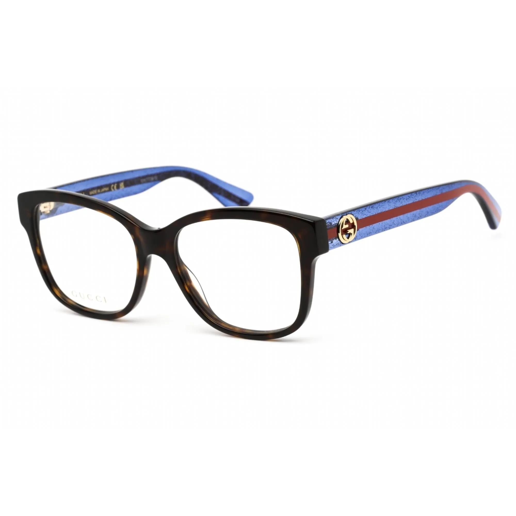 Gucci Women's Eyeglasses - Dark Havana Acetate Full Rim Cat Eye Frame | GG0038ON 003