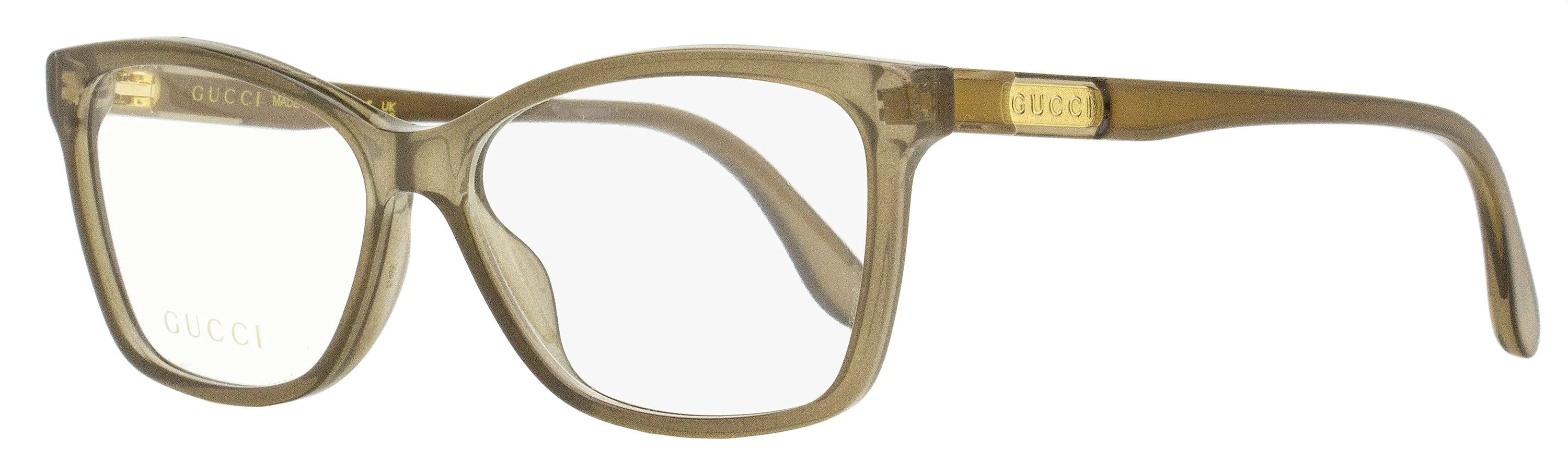 Gucci Women's Rectangular Eyeglasses GG0792O 005 Transparent Brown 55mm