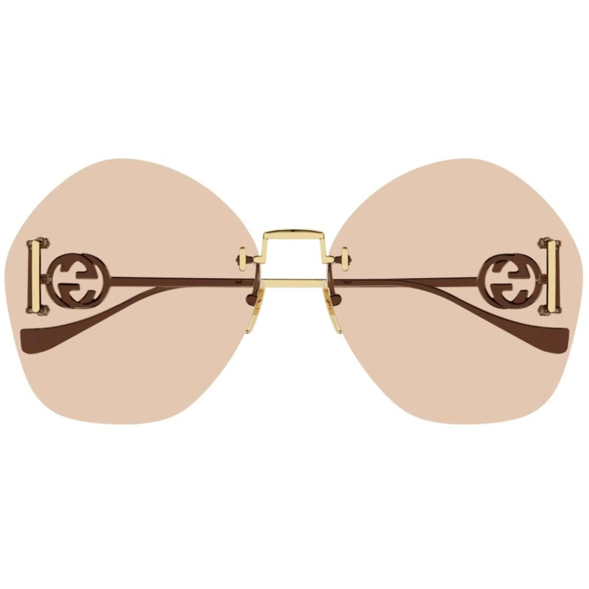 Gucci Women's Sunglasses - Gold Metal Butterfly Shape Frame Brown Lens | GG1203S 004