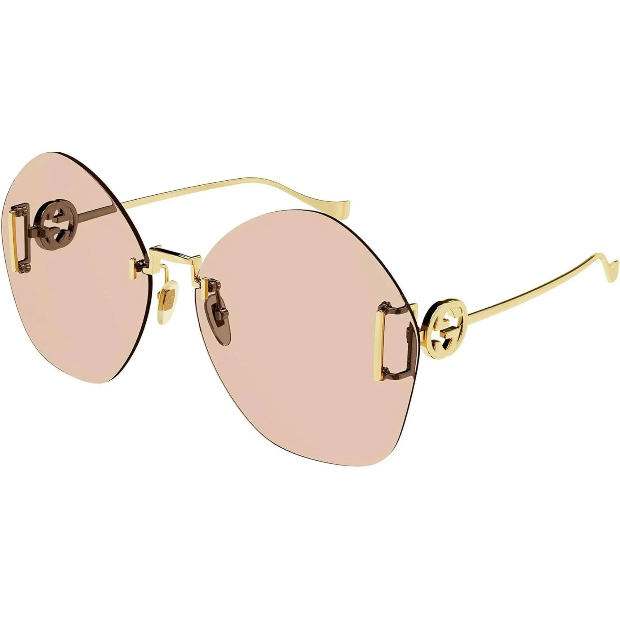Gucci Women's Sunglasses - Gold Metal Butterfly Shape Frame Brown Lens | GG1203S 004
