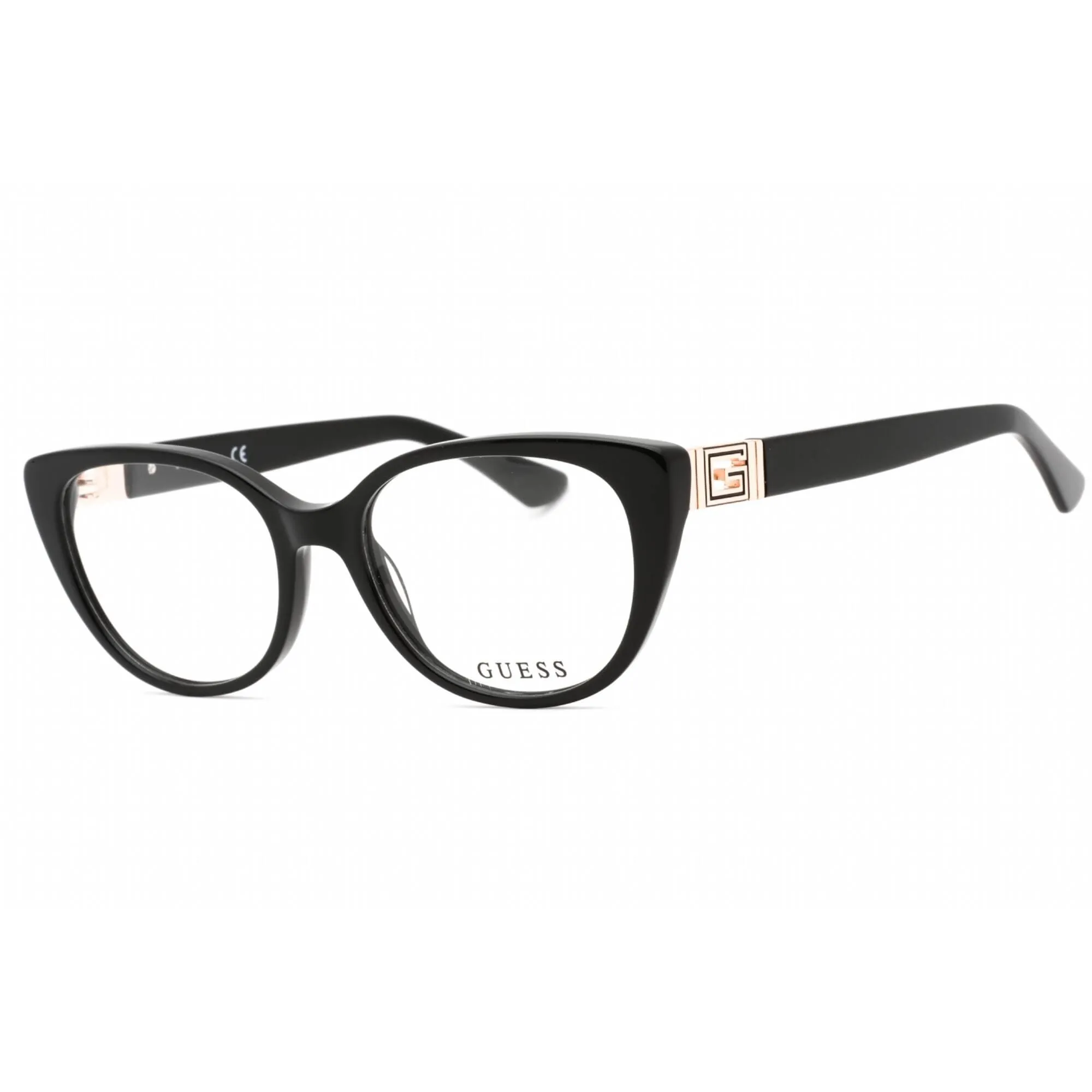 Guess Women's Eyeglasses - Clear Demo Lens Shiny Black Cat Eye Frame | GU2908 001