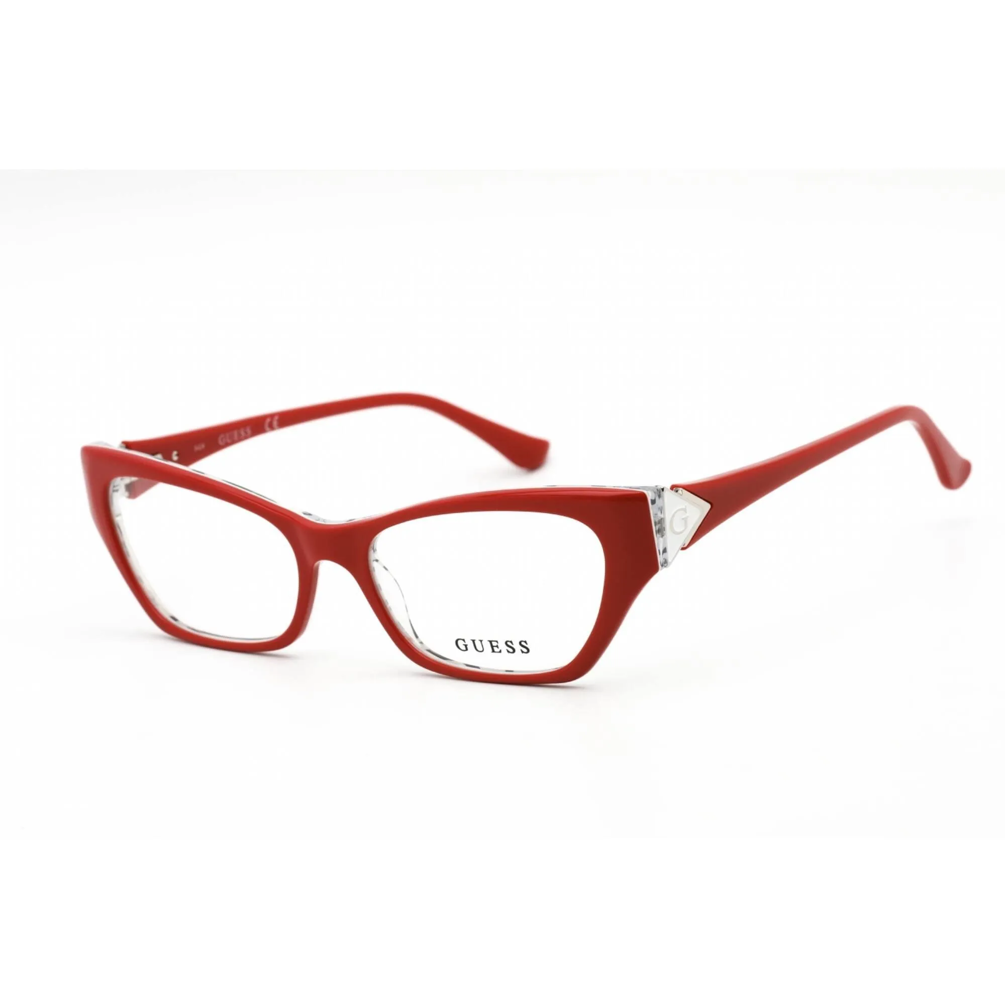 Guess Women's Eyeglasses - Clear Lens Shiny Red Plastic Cat Eye Frame | GU2747 066