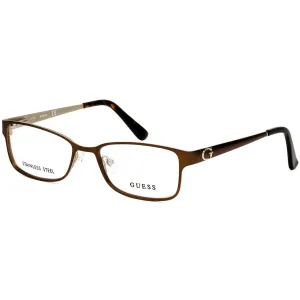 Guess Women's Eyeglasses - Dark Brown and Gold Rectangular Shaped Frame | GU2568 050