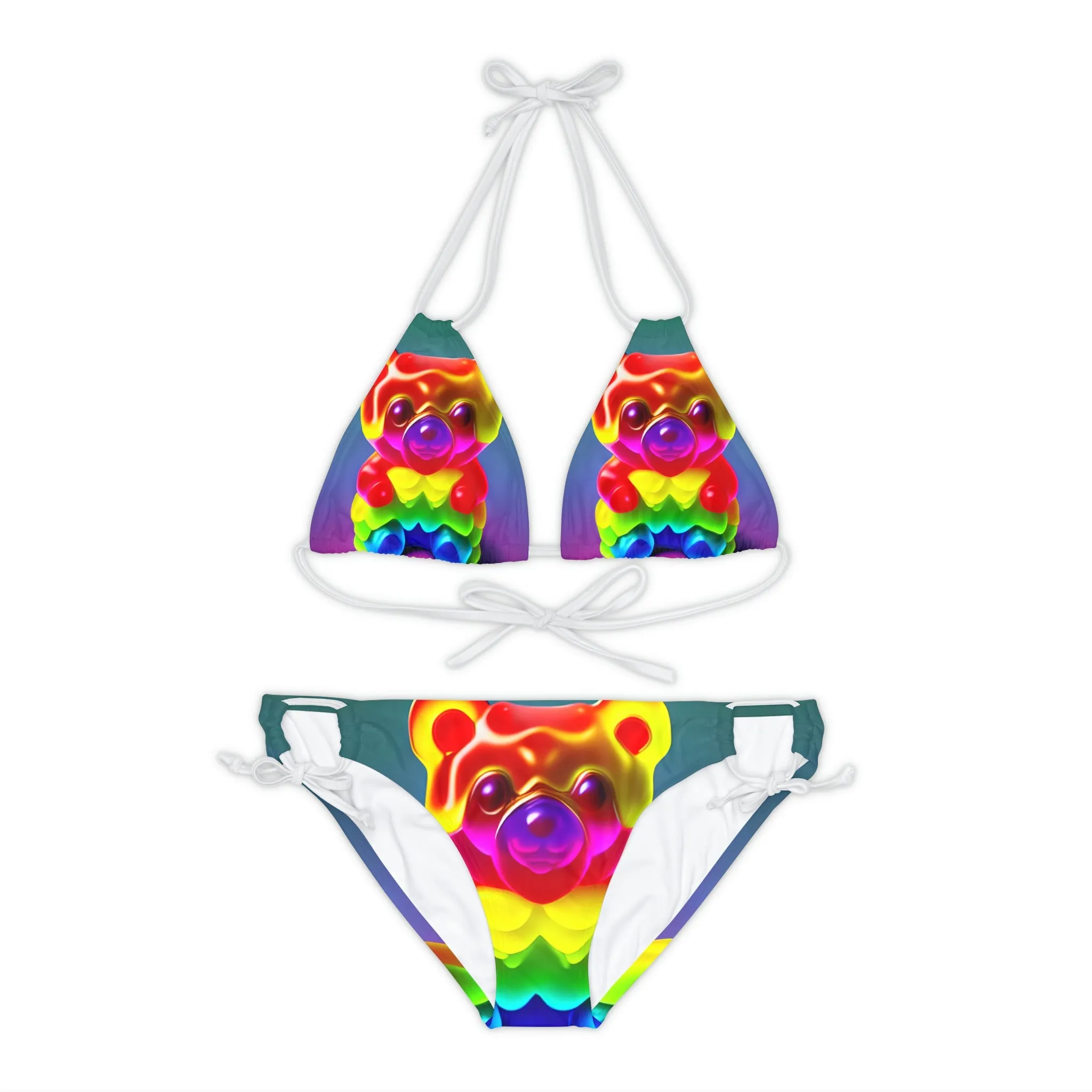 Gummy Bear Rainbow Drip - Strappy Bikini Set (AOP)