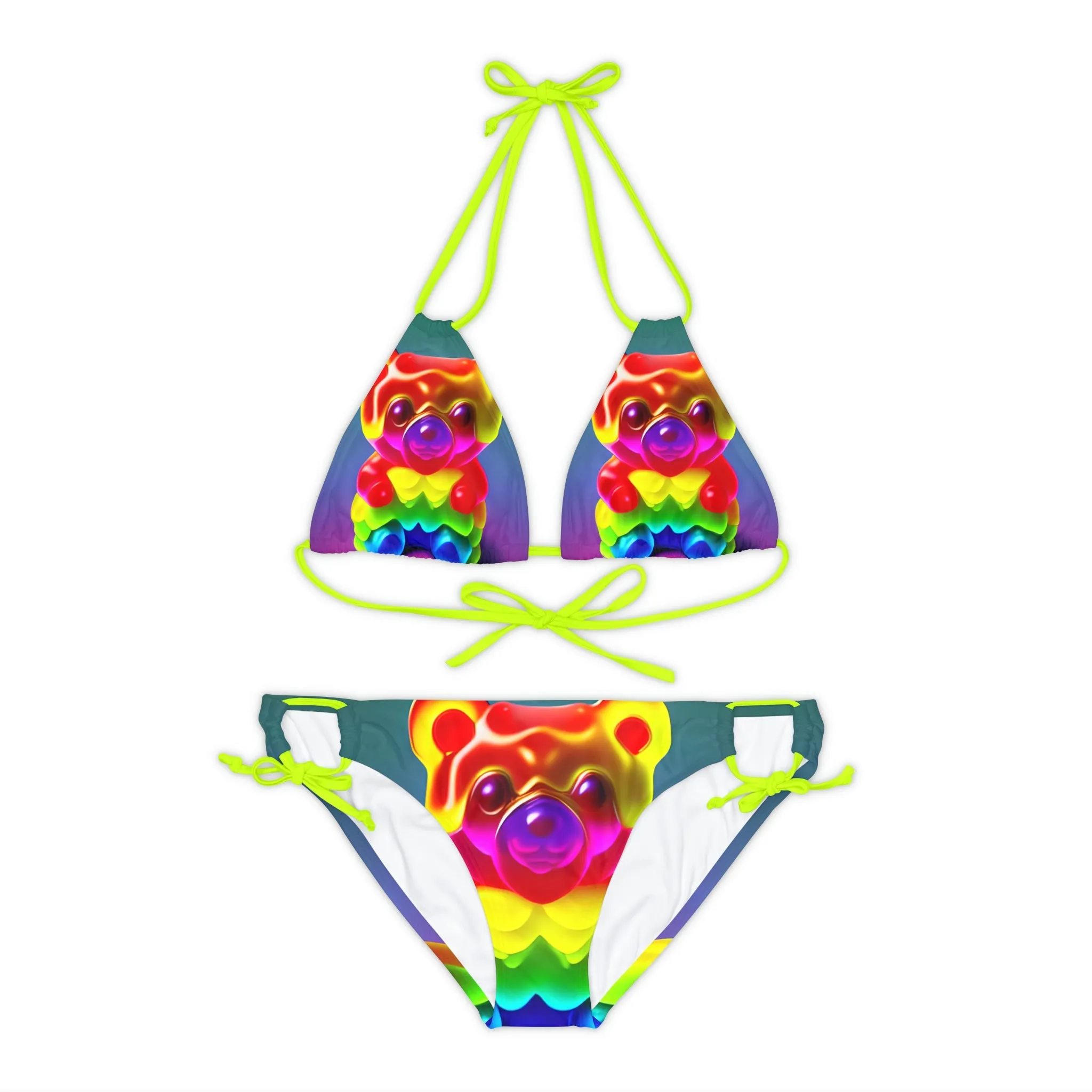 Gummy Bear Rainbow Drip - Strappy Bikini Set (AOP)