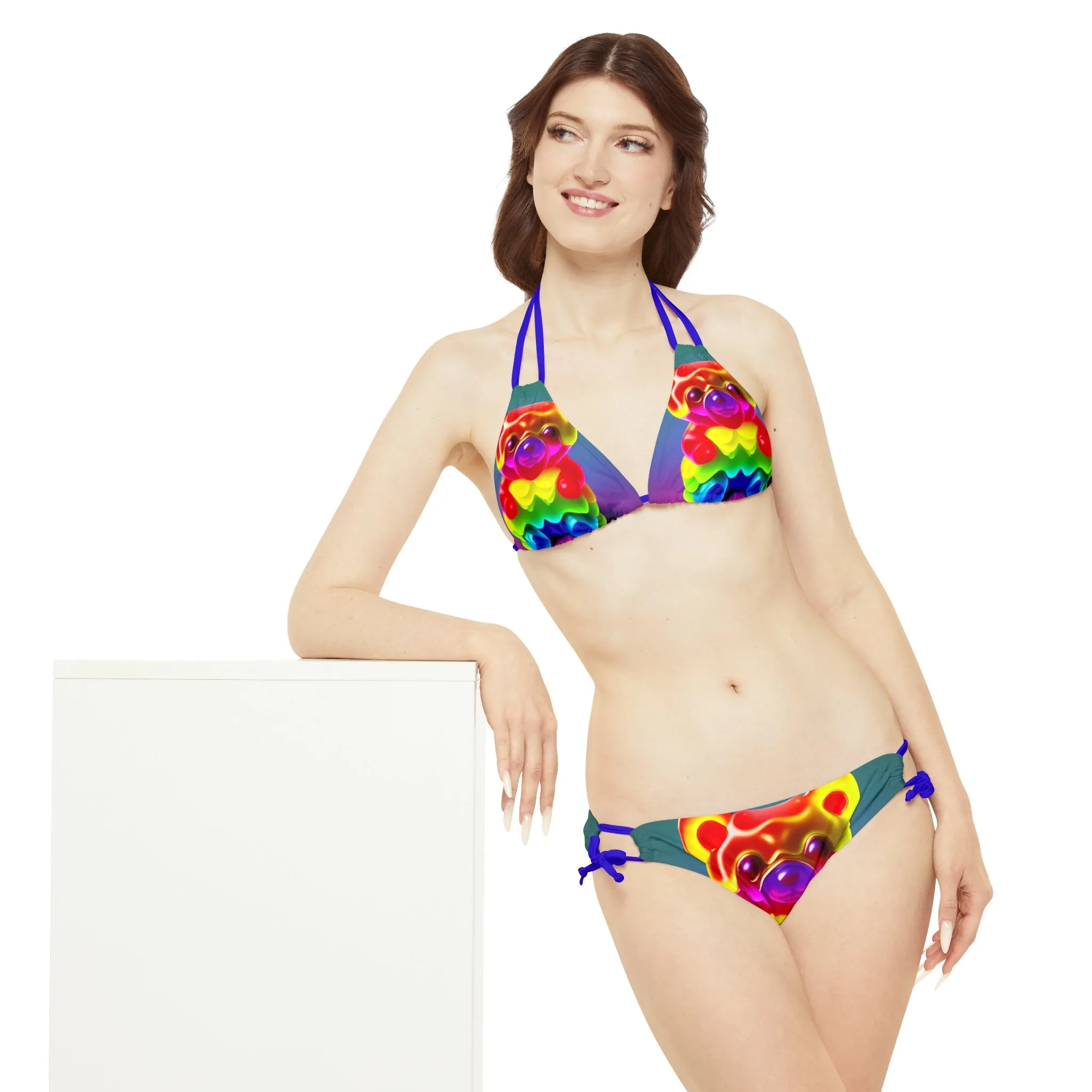 Gummy Bear Rainbow Drip - Strappy Bikini Set (AOP)