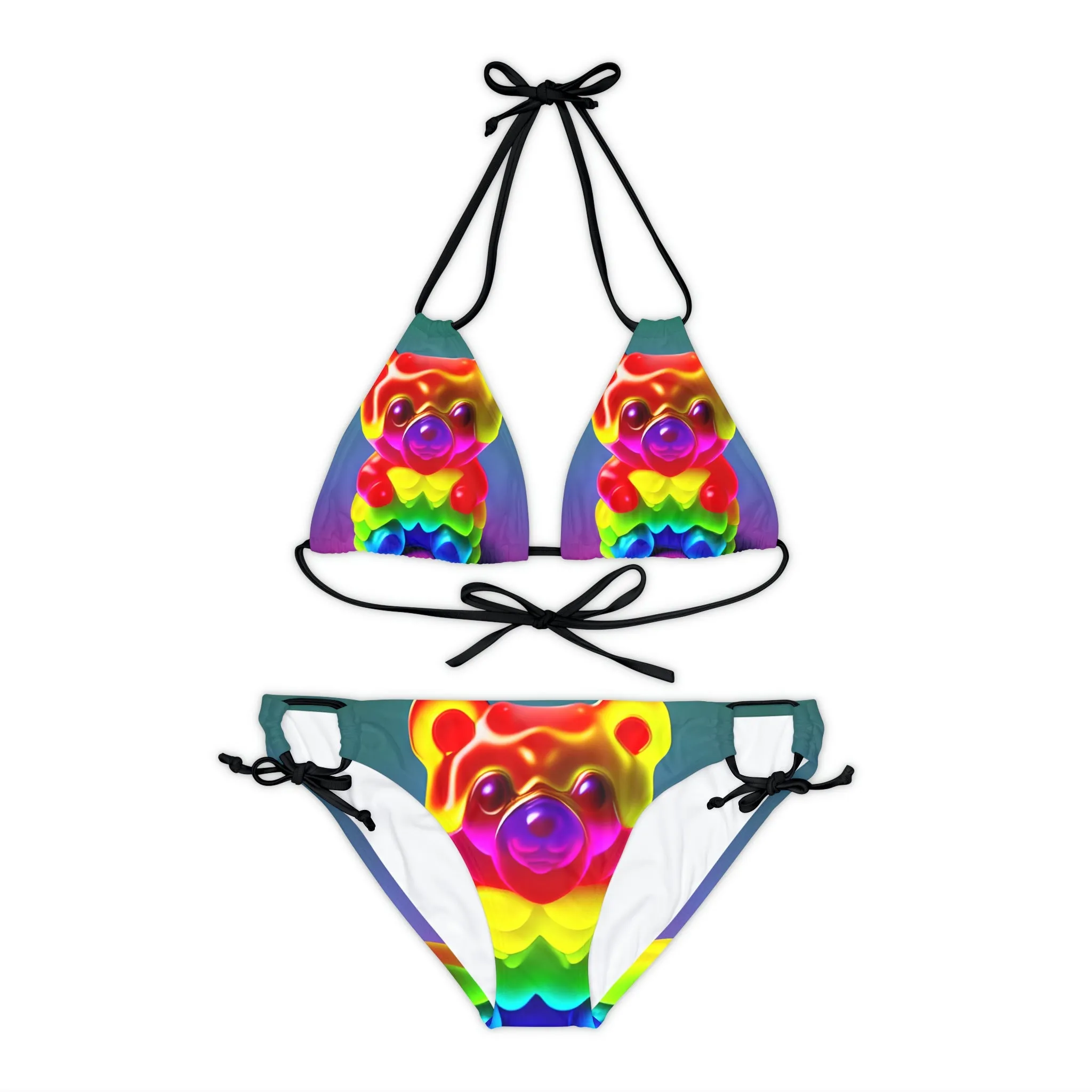 Gummy Bear Rainbow Drip - Strappy Bikini Set (AOP)