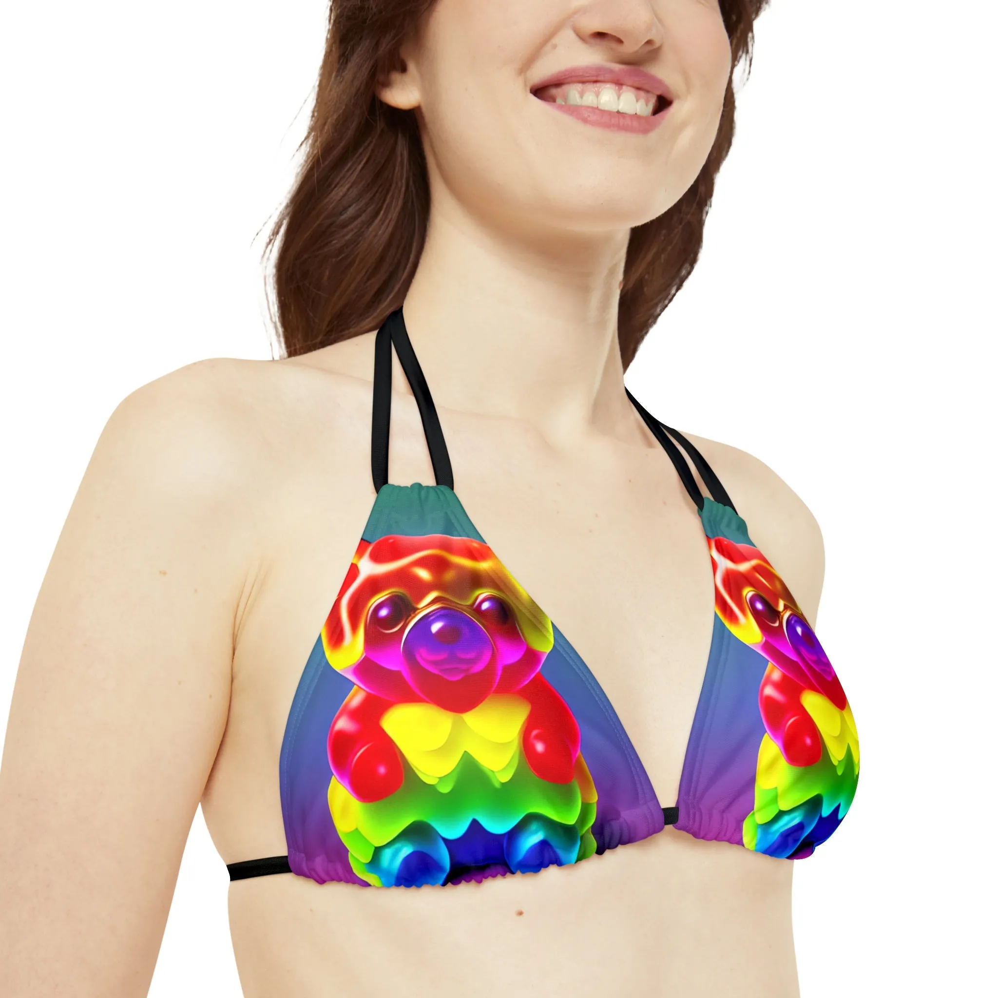Gummy Bear Rainbow Drip - Strappy Bikini Set (AOP)