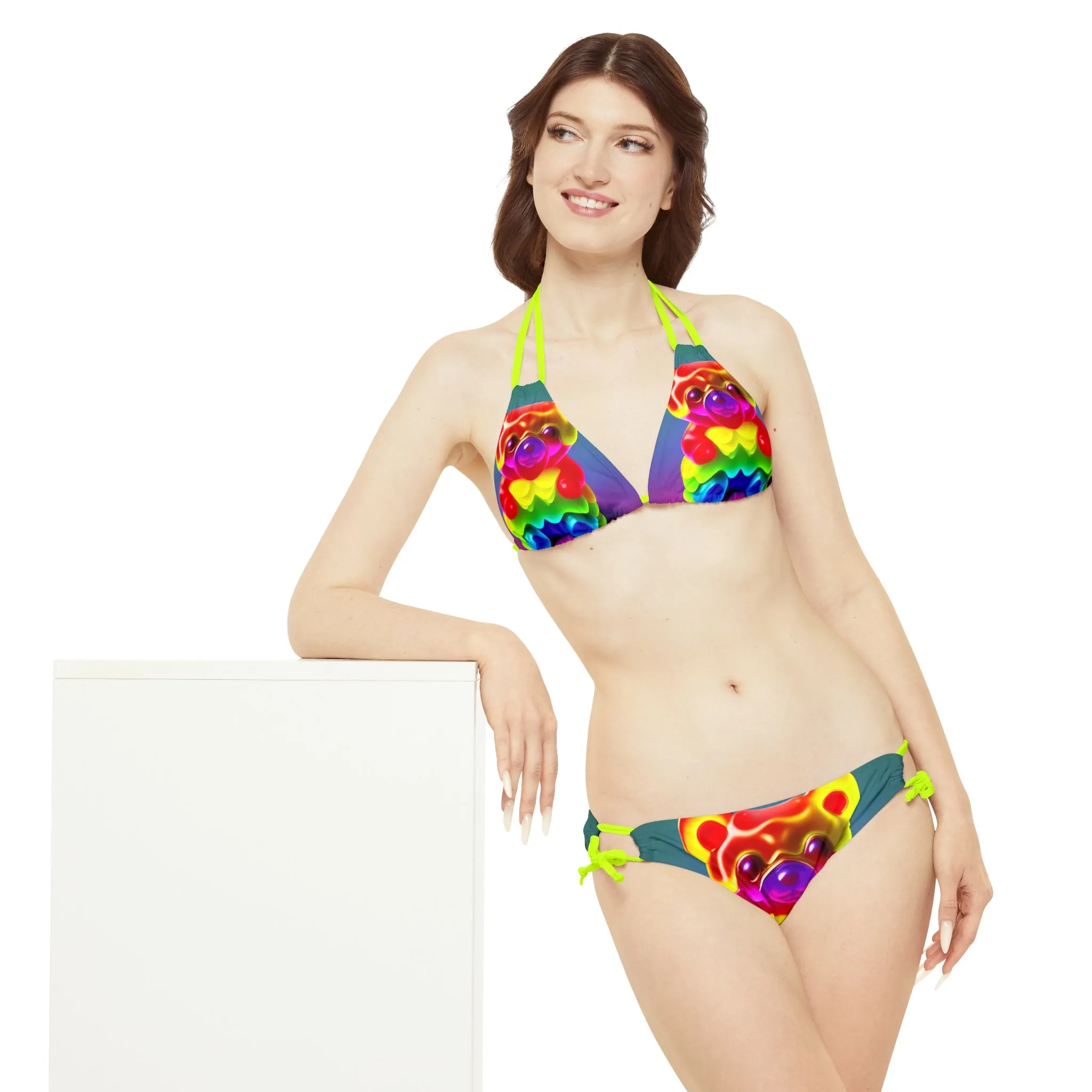 Gummy Bear Rainbow Drip - Strappy Bikini Set (AOP)