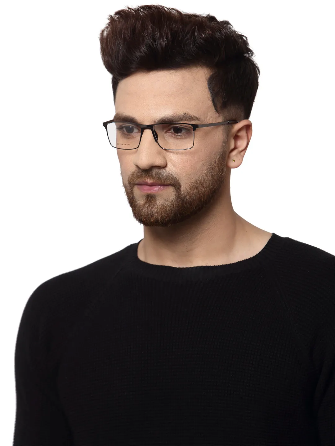 Gunmetal Grey Rectangular Eyeglasses Full Rim Metal Frame for Unisex