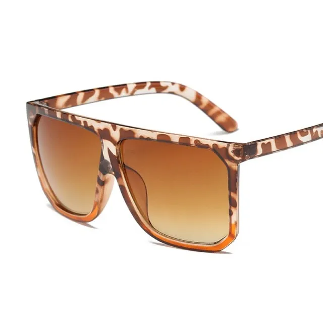 Half Rimless Flat Top Retro Sunglasses