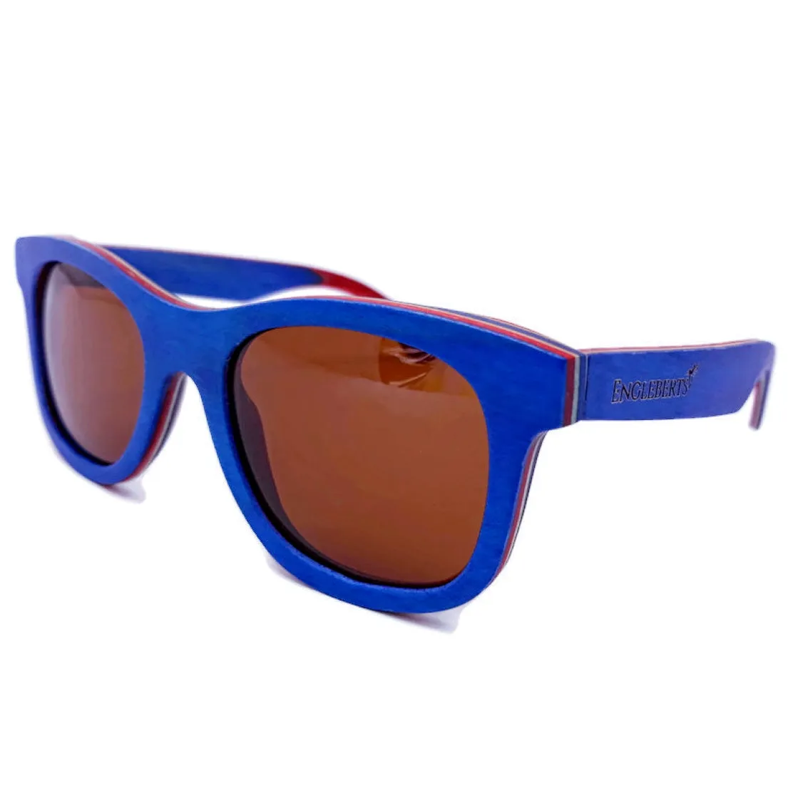 Handcrafted Real Skateboard Wood Sunglasses With Tea Colored Polarized Lenses
