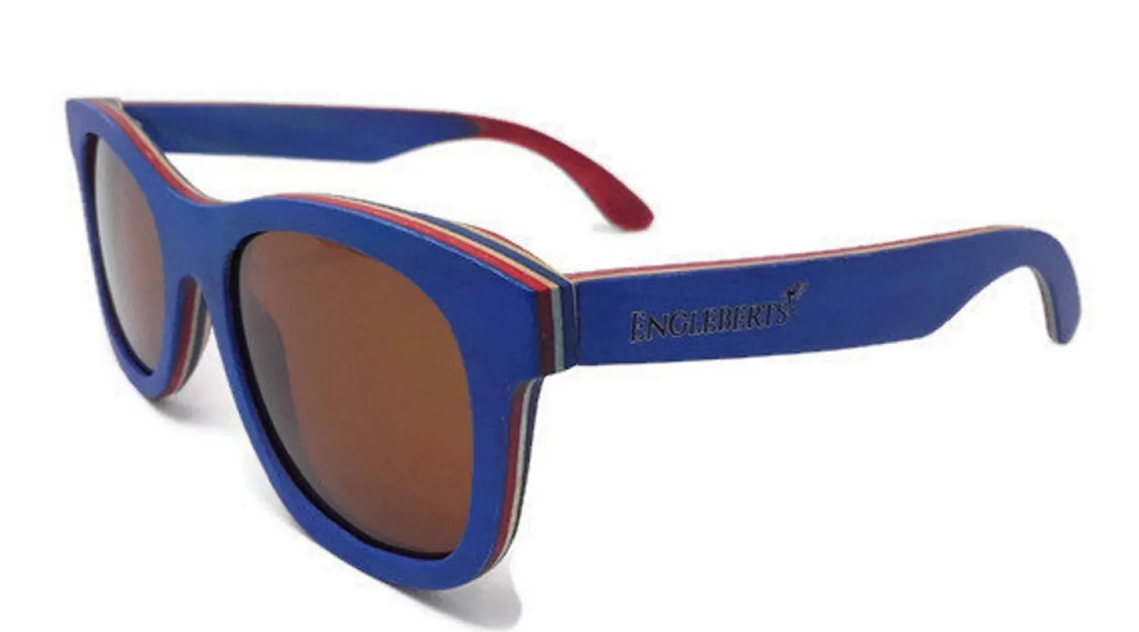 Handcrafted Real Skateboard Wood Sunglasses With Tea Colored Polarized Lenses