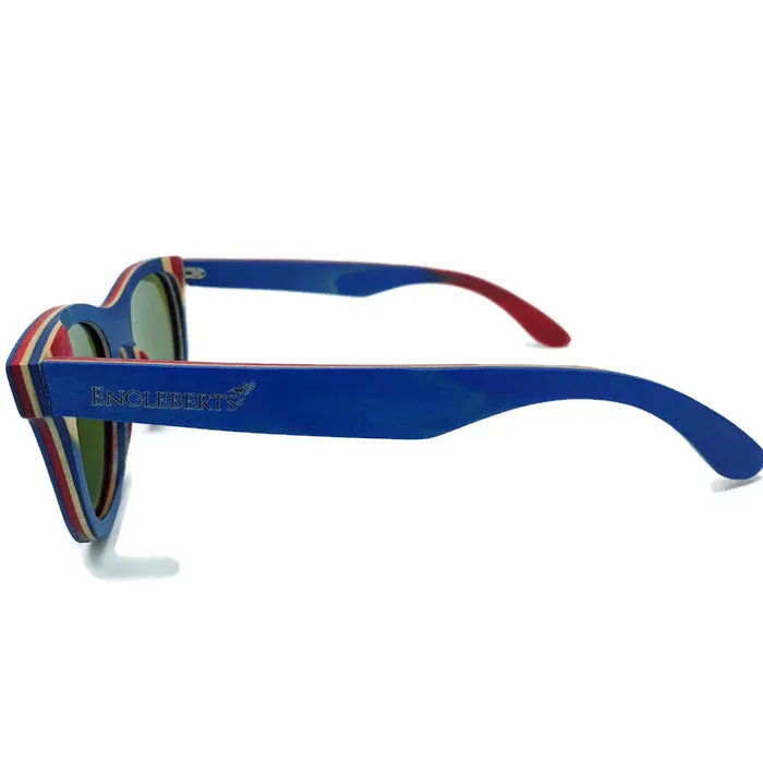 Handcrafted Real Skateboard Wood Sunglasses With Tea Colored Polarized Lenses