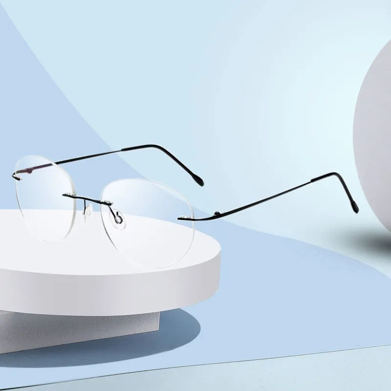 Handoer Unisex Rimless Customized Shaped Lenses 862 Alloy Eyeglasses