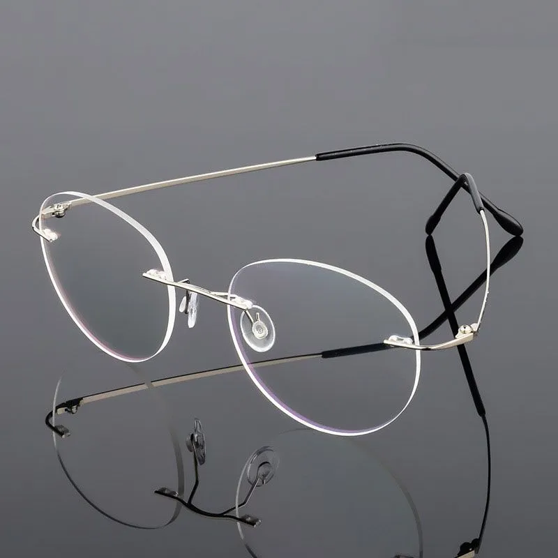 Handoer Unisex Rimless Customized Shaped Lenses 862 Alloy Eyeglasses