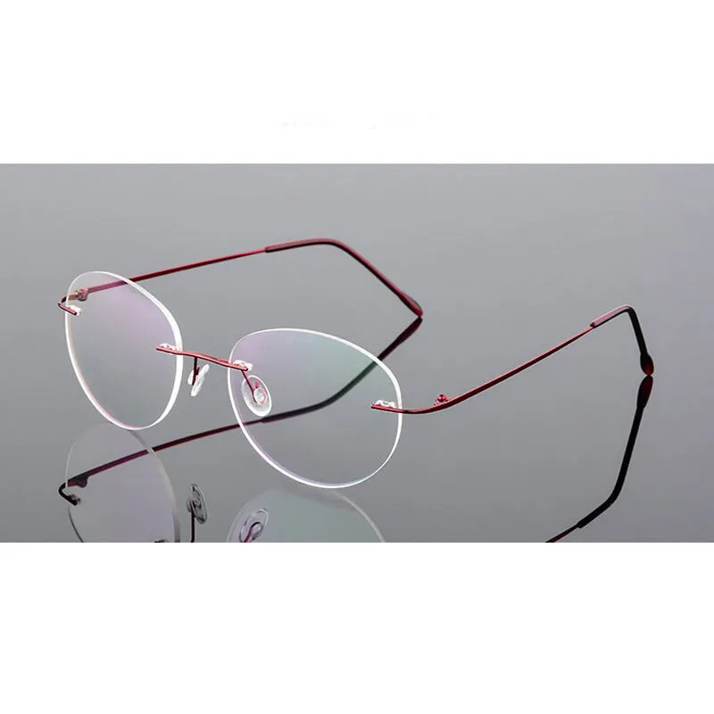 Handoer Unisex Rimless Customized Shaped Lenses 862 Alloy Eyeglasses