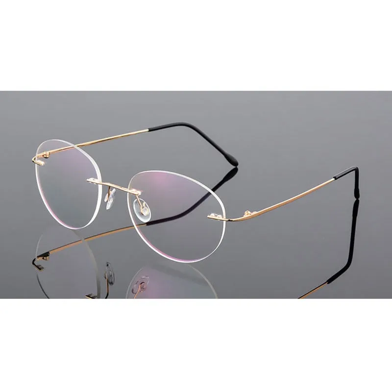 Handoer Unisex Rimless Customized Shaped Lenses 862 Alloy Eyeglasses